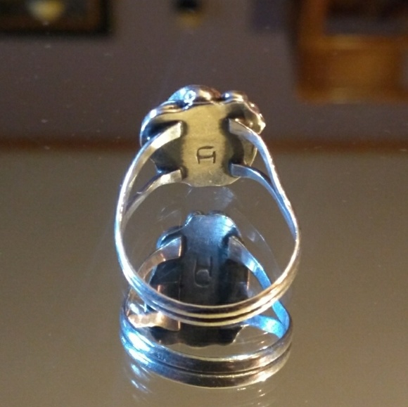 SIGNED Native American Sterling Silver MOP Mother of Pearl Ring VINTAGE - Picture 3 of 8